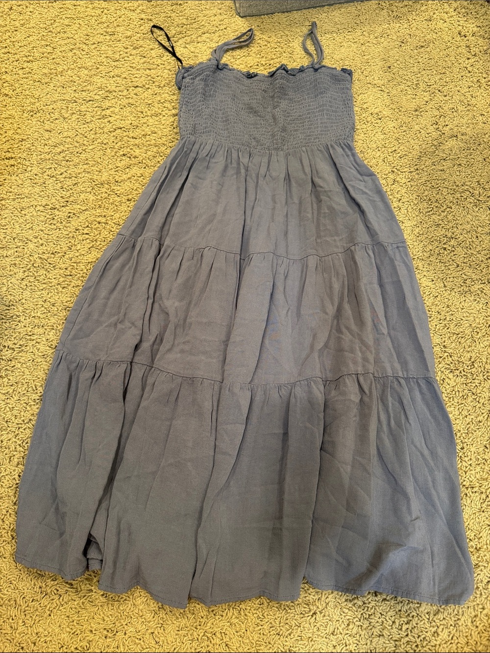 Forever 21 Gray Smocked Tiered Maxi Dress
